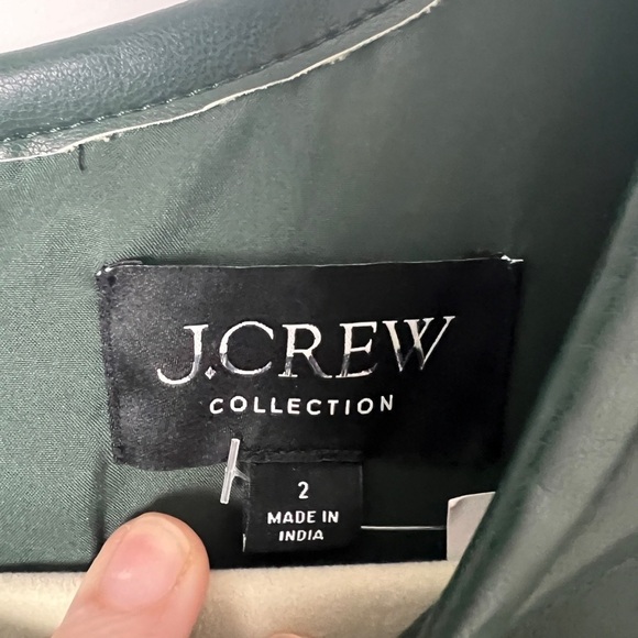 NEW J.Crew Collection Army Green Faux Leather Embellished Mini Dress Size 2 - Picture 11 of 14